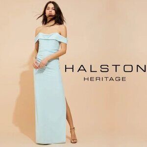 Halston Heritage Evening off-shoulder Draped Crepe Gown MEC162225 - New with Tag